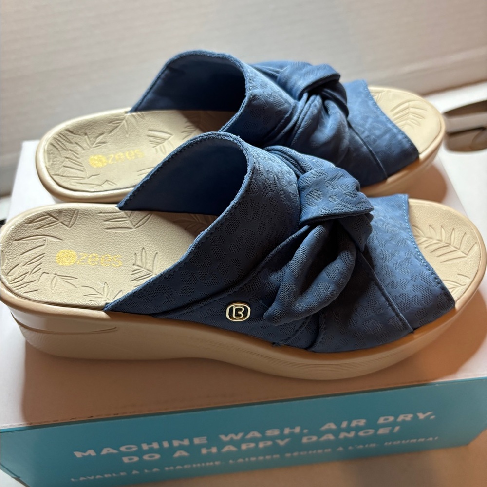 Comfort Slide Sandals with Knotted Upper in Blue - Picture 6 of 11